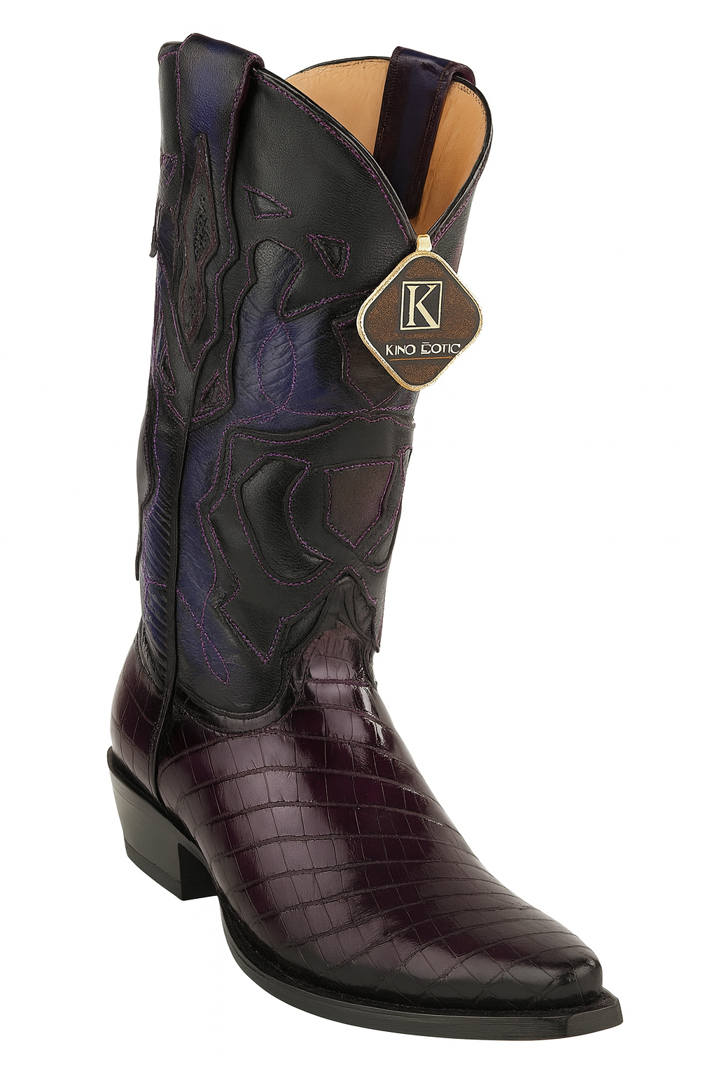 Men's King Exotic Snip Toe Eel Boots Handcrafted Burnished Purple (494RD0866)