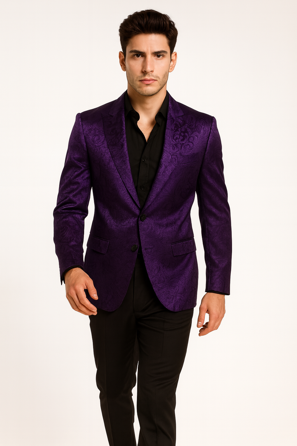 Purple Paisley-100 Fancy Party Blazer Suit Jacket For Men
