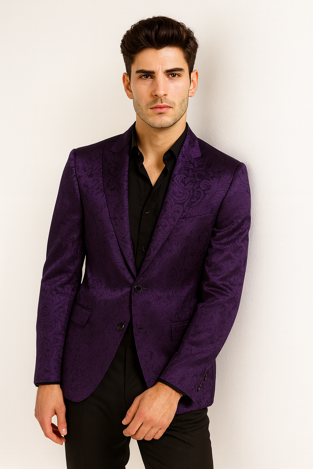 Purple Paisley-100 Fancy Party Blazer Suit Jacket For Men