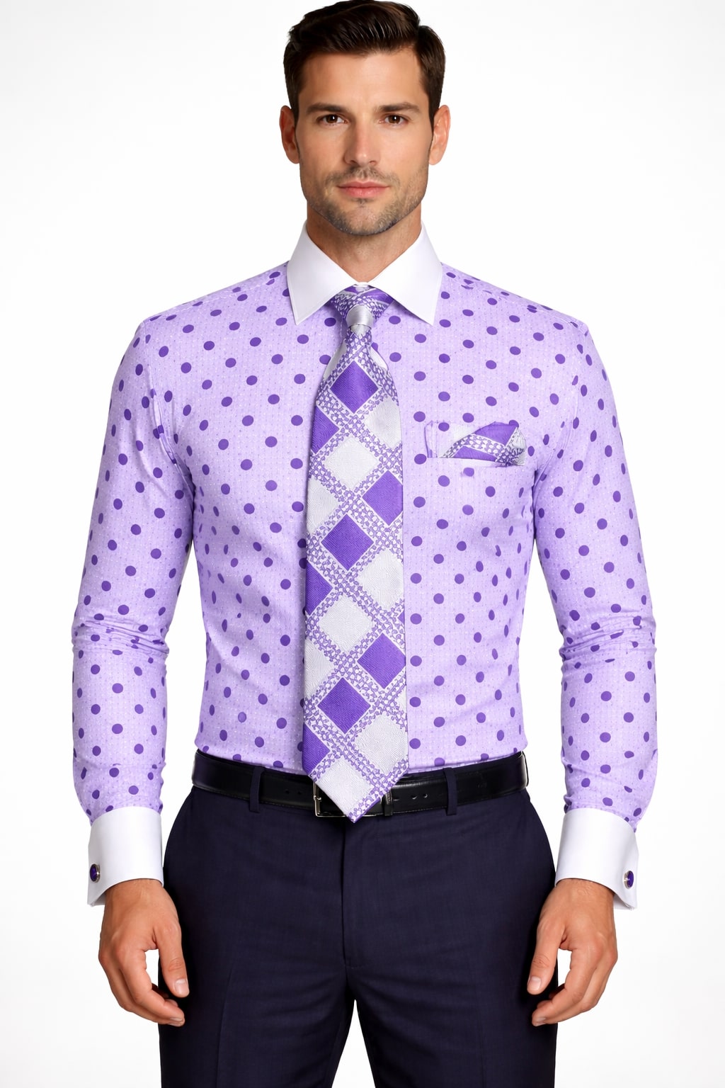 Polka Dot Dress Shirt - Purple