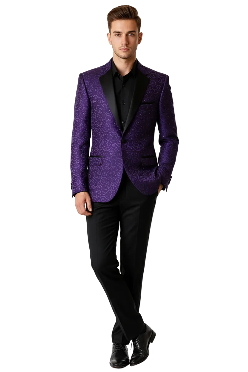 Floral ~ Flower Sportcoat ~ Paisley Jacket ~ Shiny ~ Fashion Purple Fancy Party Best Cheap Blazer Suit Jacket For Affordable Cheap Priced Unique Fancy For Men Available Big Sizes on sale Men Affordable Sport Coats Sale