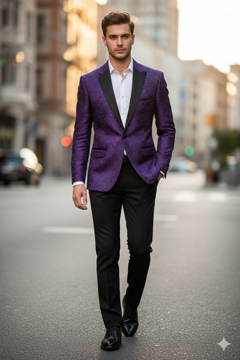 Floral ~ Flower Sportcoat ~ Paisley Jacket ~ Shiny ~ Fashion Purple Fancy Party Best Cheap Blazer Suit Jacket For Affordable Cheap Priced Unique Fancy For Men Available Big Sizes on sale Men Affordable Sport Coats Sale