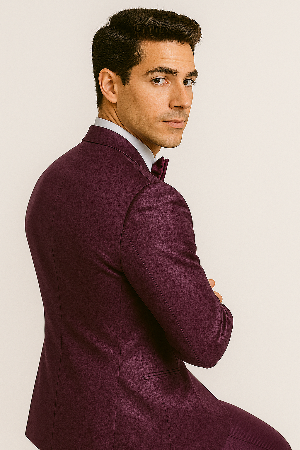 Elite Purple Satin Suit for Formal Events