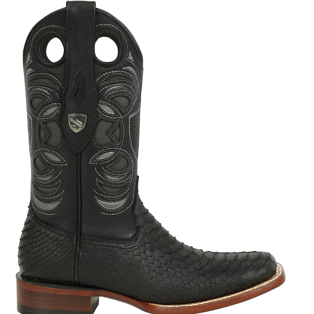 Python Snake Boots Square Toe for Men