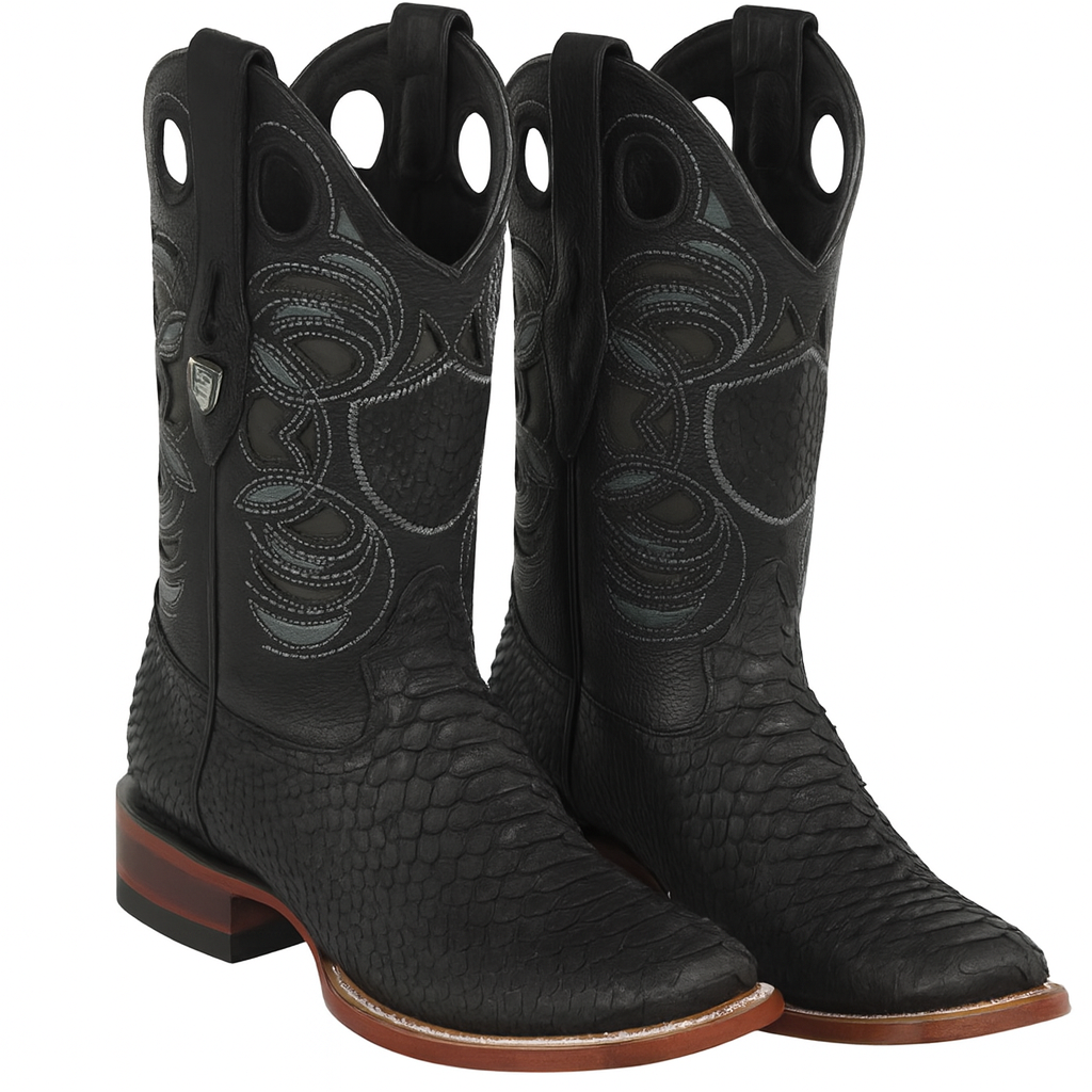 Python Snake Boots Square Toe for Men