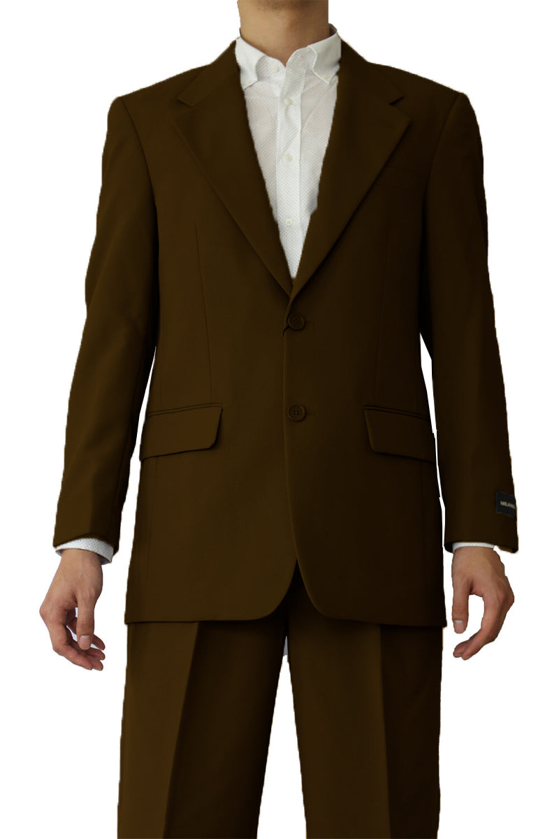 2 Button Brown Polyester Suit for Men
