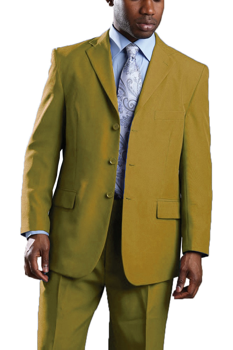 Men's Mustard 3-Button Suit by Milano Moda