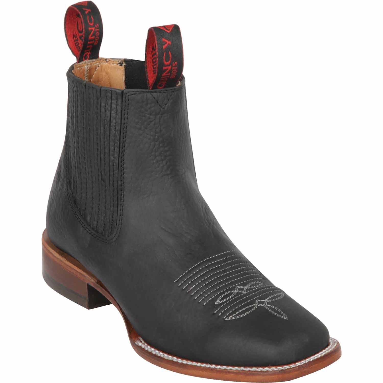 Quincy Wide Square Toe Black Ankle Boot