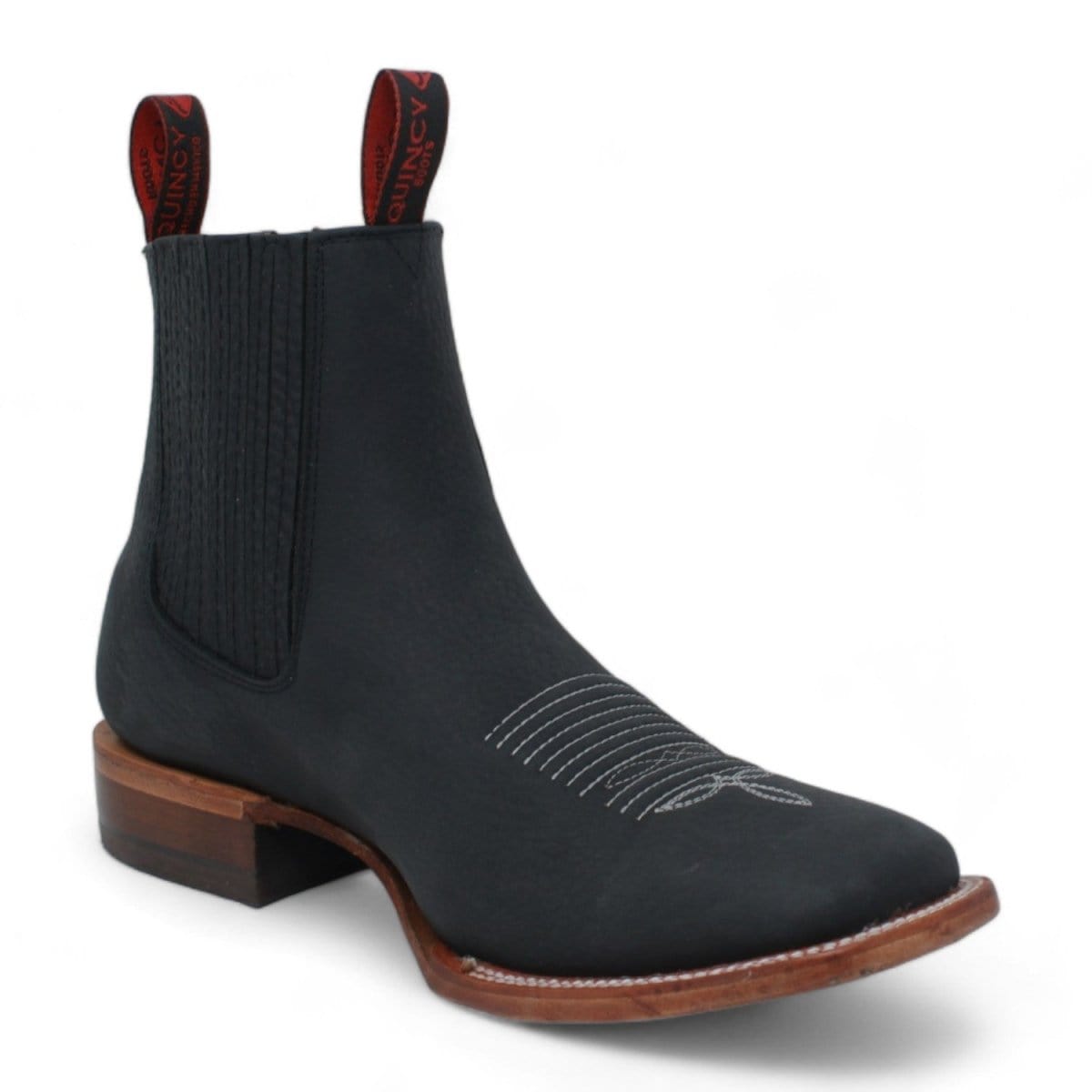 Quincy Wide Square Toe Black Ankle Boot
