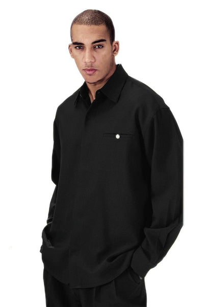 Men's Black Long Sleeve Leisure Set by Milano Moda