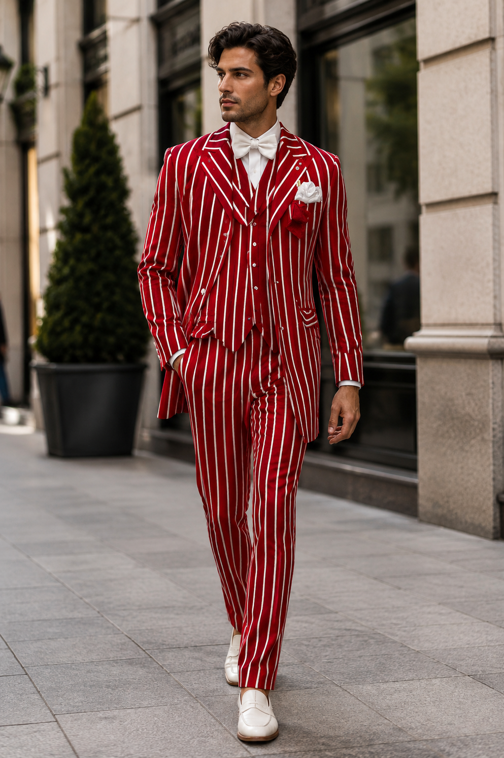 1920s Light Red & White Pinstripe Mens Suit