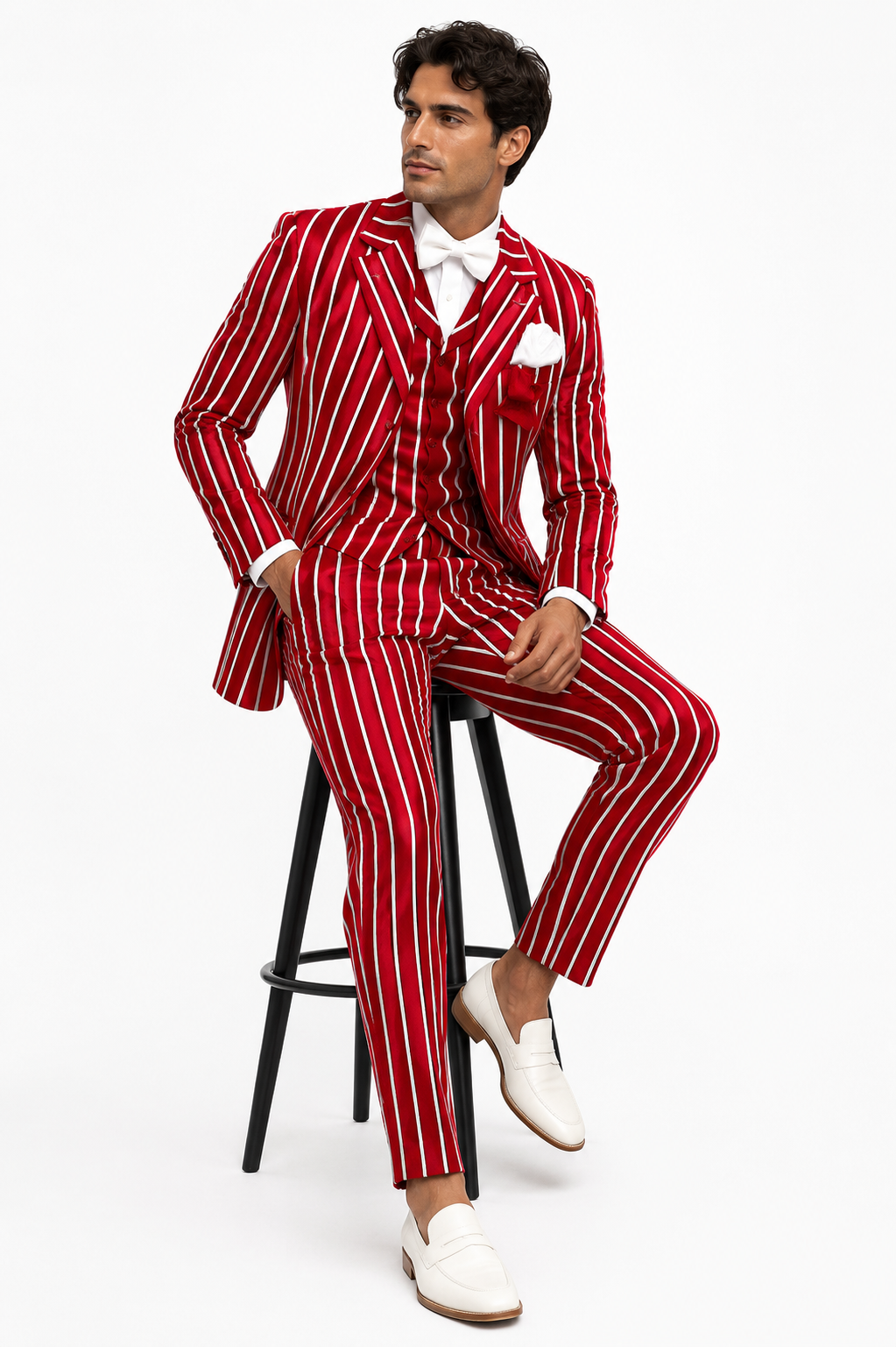 1920s Light Red & White Pinstripe Mens Suit