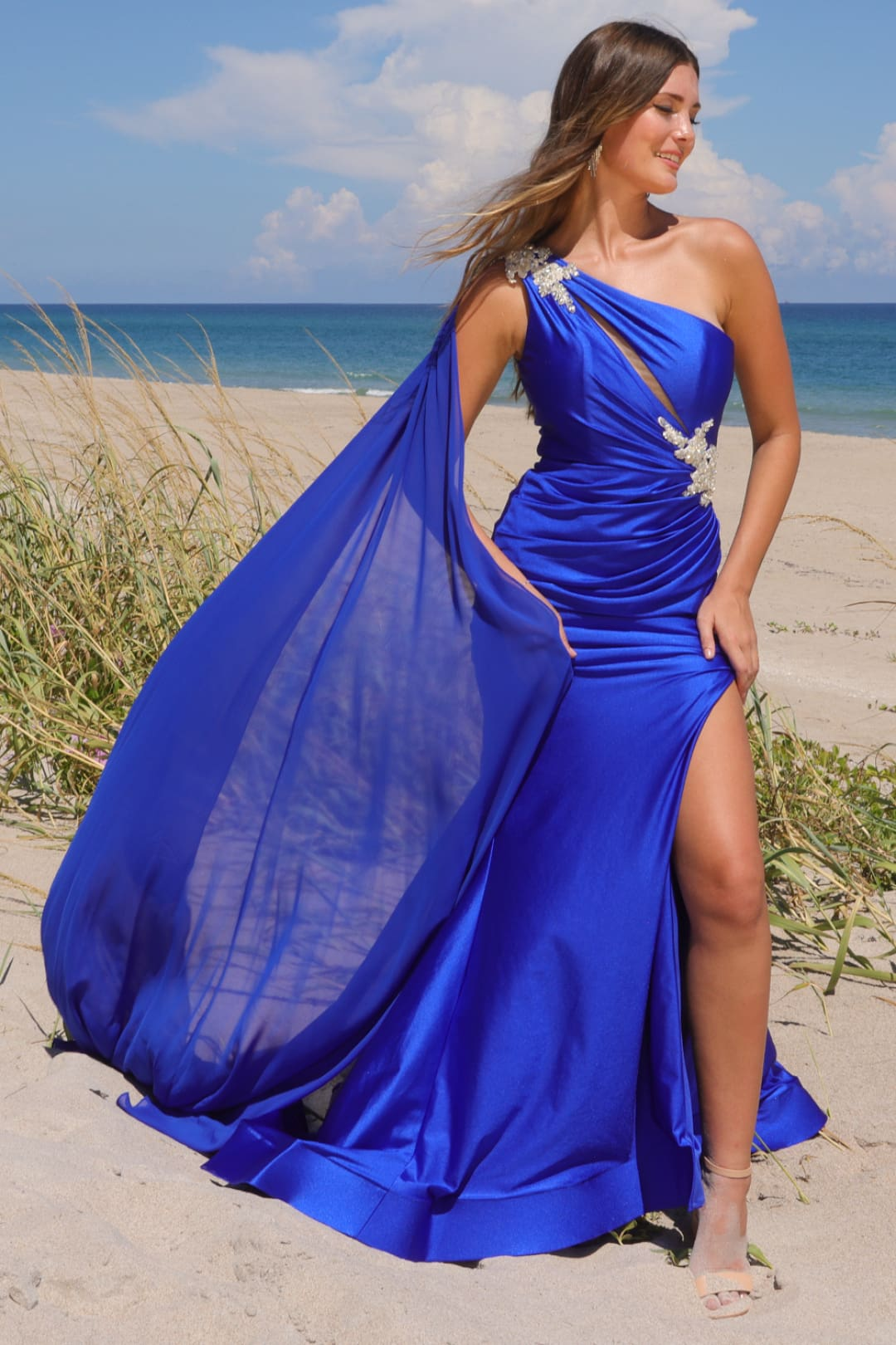 Red Carpet Dress Asymmetrical Mermaid Gala Gown By Amelia Couture 7056
