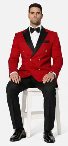 Red Double Breasted Tuxedo with Velvet Peak Lapel – Wedding & Prom