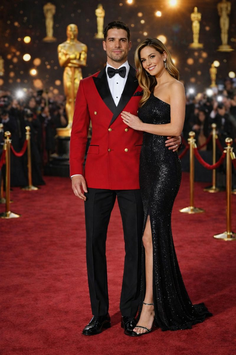 Red Double Breasted Tuxedo with Velvet Peak Lapel – Wedding & Prom