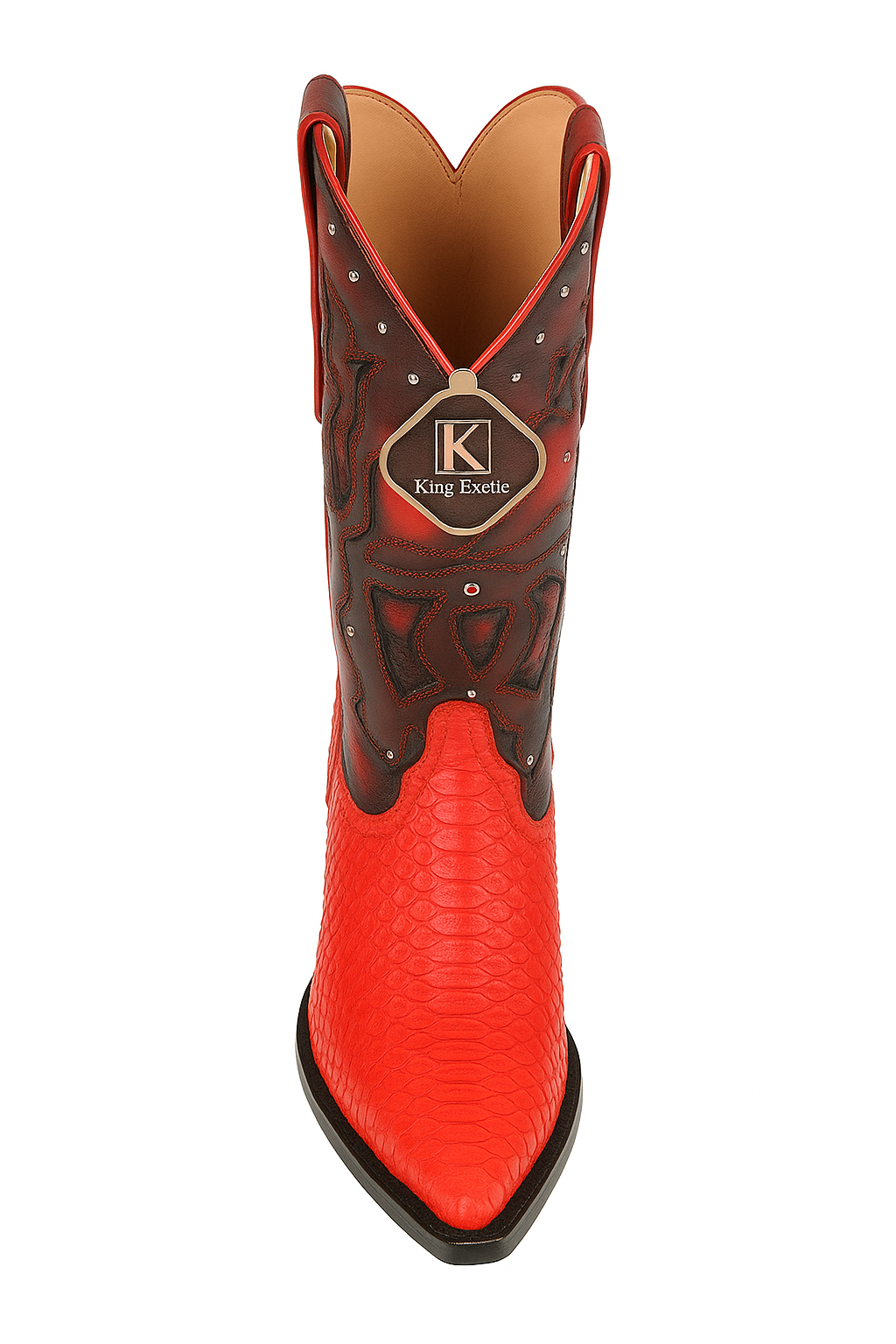 Men's King Exotic Python 3x Toe Boots Red