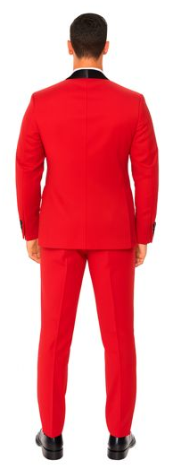 Red Slim Fit Tuxedo with Large Black Shawl Lapel – 3 Piece Wedding & Prom Set