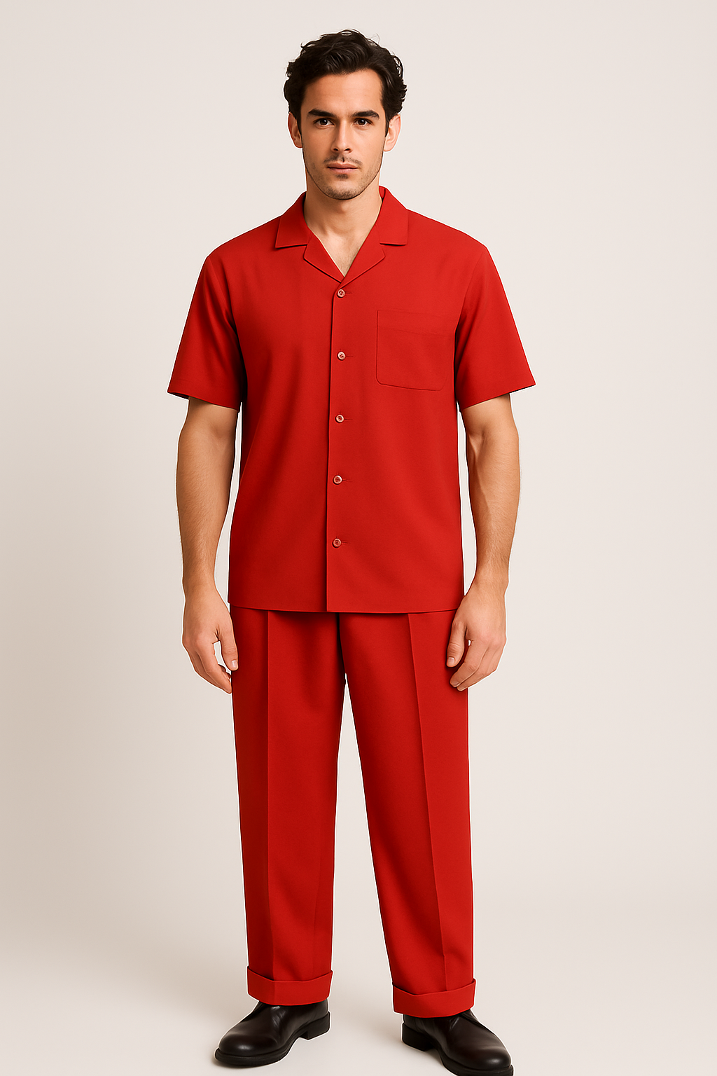 Mens Walking Suit - Big and Tall Casual Suit - Red Suit Up to 6XL Pants