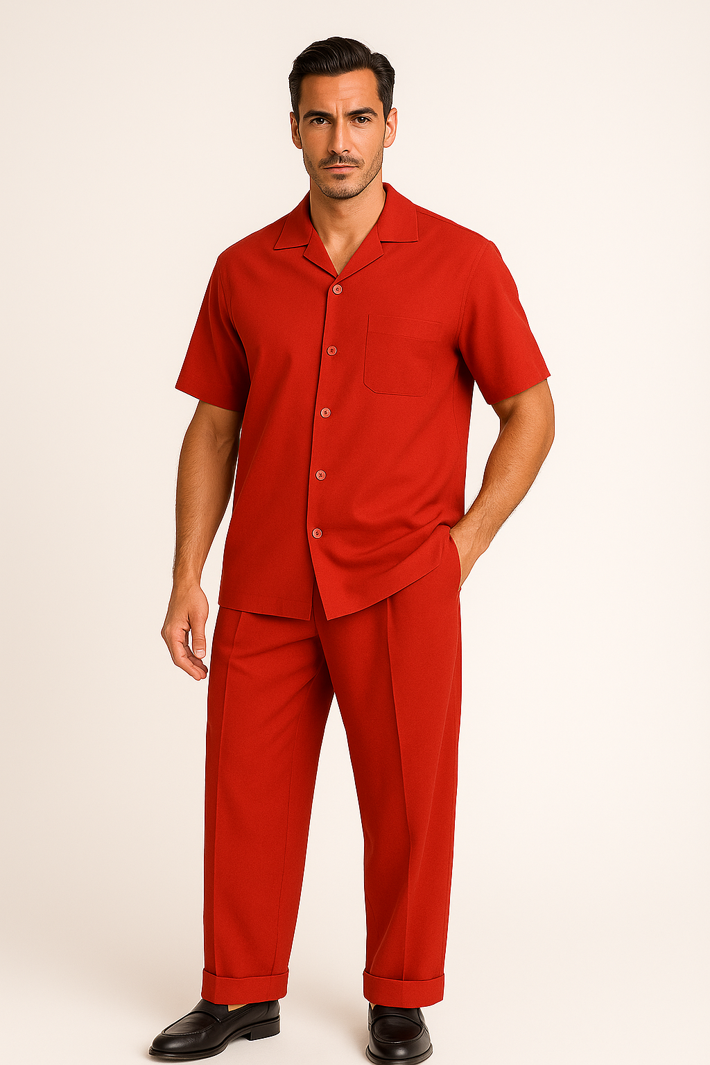 Mens Walking Suit - Big and Tall Casual Suit - Red Suit Up to 6XL Pants