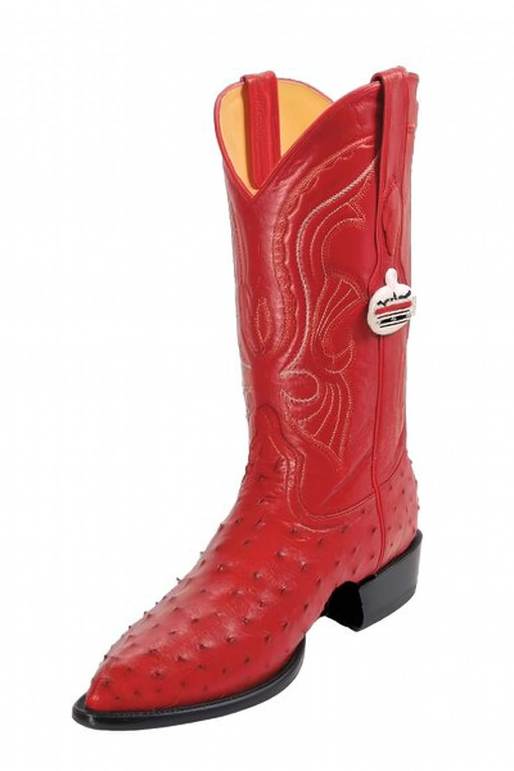 Los Altos Boots Red Ostrich J-Toe Cowboy Boots - Botas De Avestruz