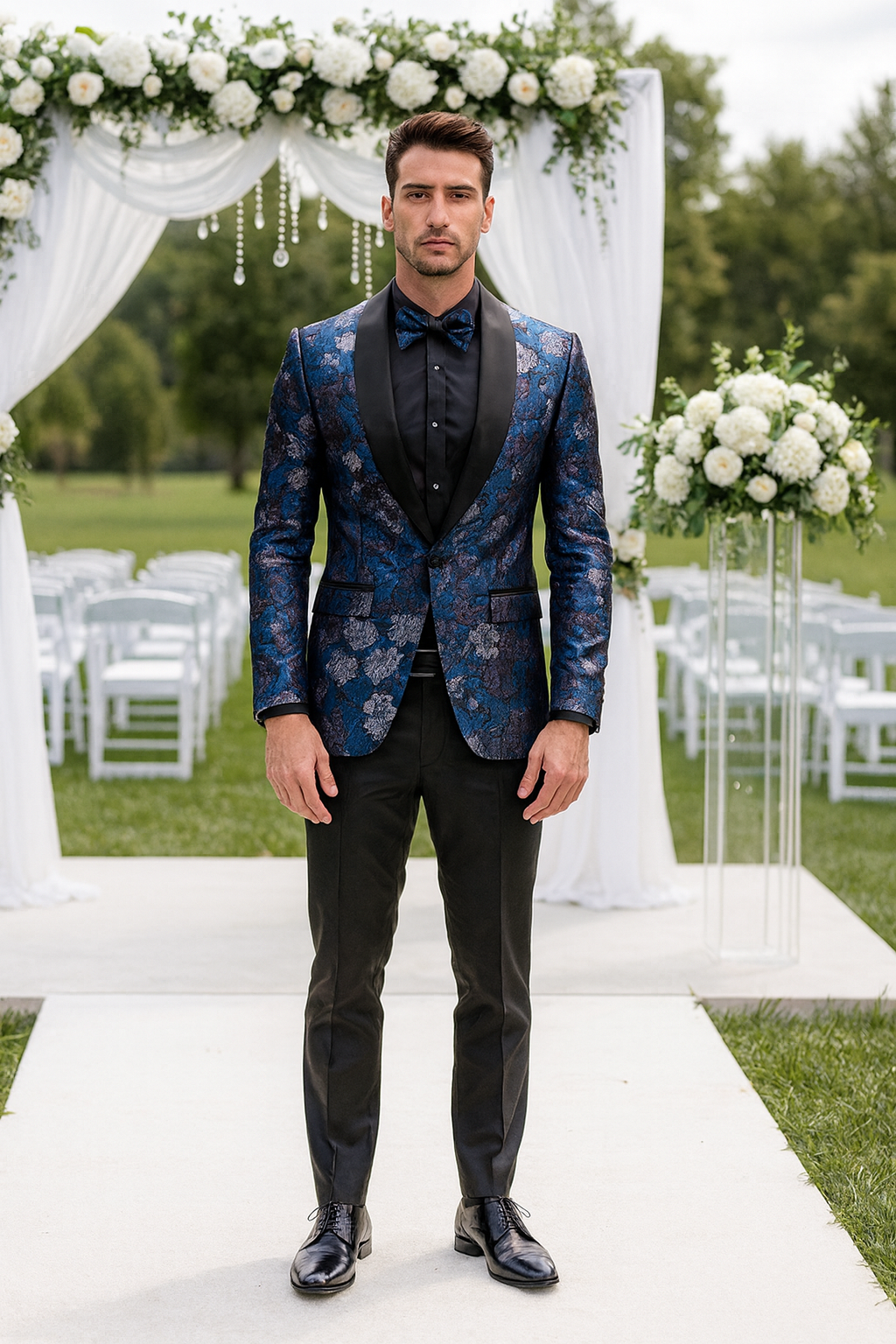 Rose & Lavender Floral Tuxedo Jacket with Shawl Lapel β Slim Fit