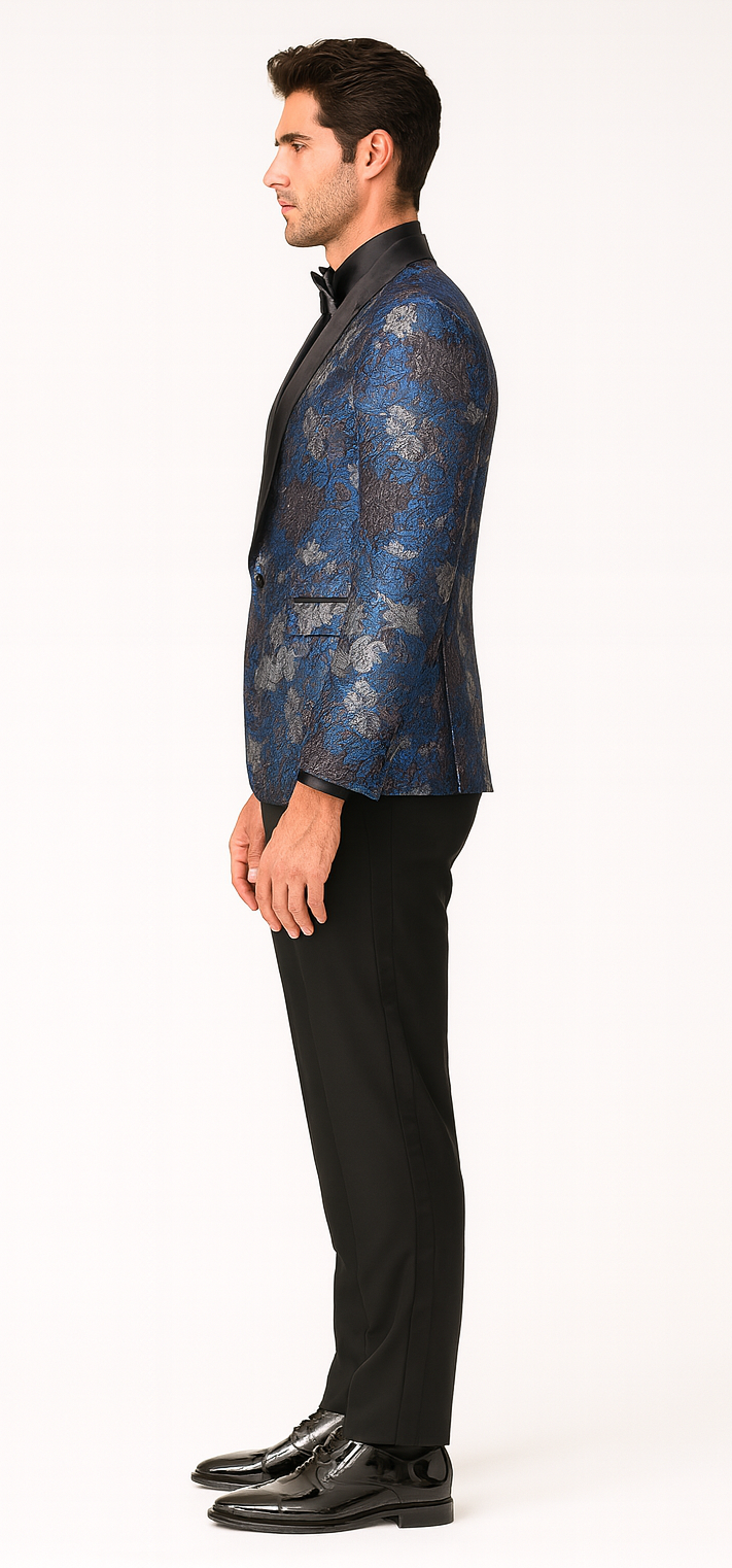 Rose & Lavender Floral Tuxedo Jacket with Shawl Lapel β Slim Fit