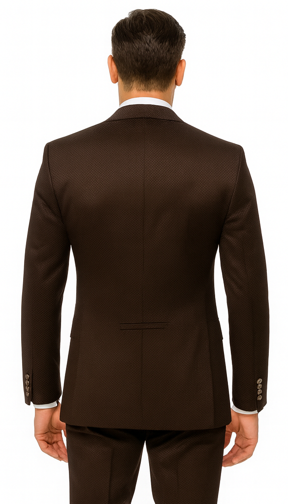 Rossi Man BOND RM1753 Slim Fit 3-Piece Suit – 1-Button Peak Lapel Men’s Formalwear