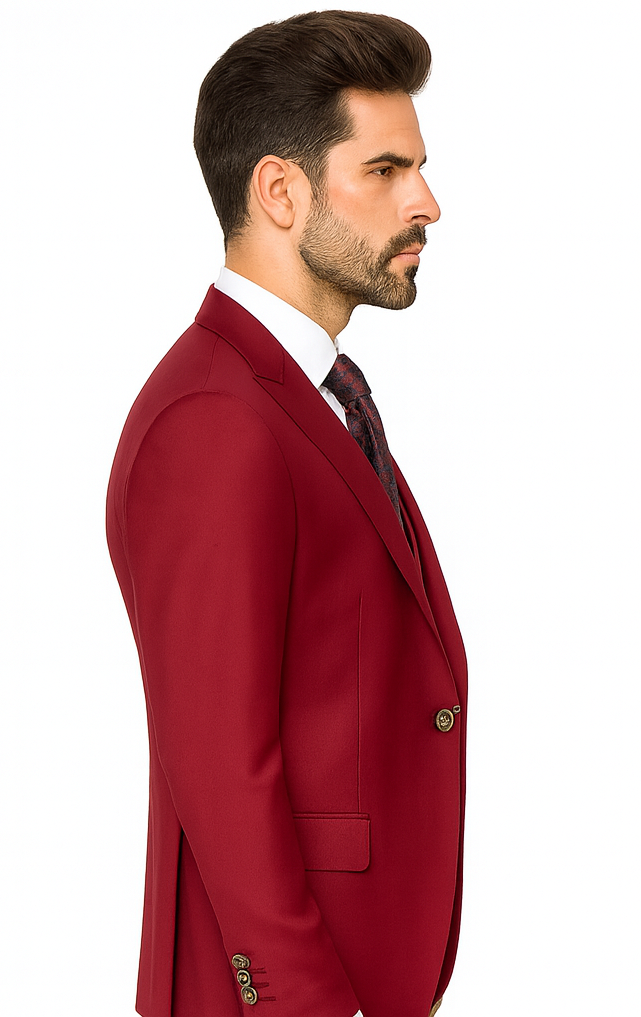 Rossi Man Bond RM1777 Red Slim Fit 3-Piece Suit – Men’s Formalwear