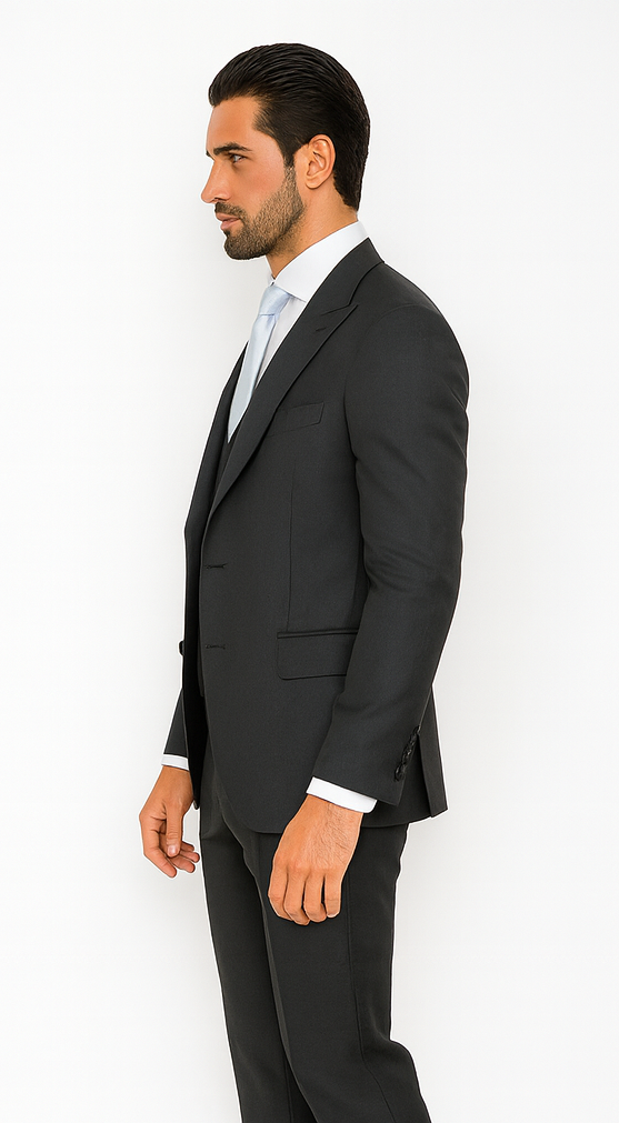 Rossi Man BOND RM1779 Slim Fit 3-Piece Black Suit – Men’s Formalwear