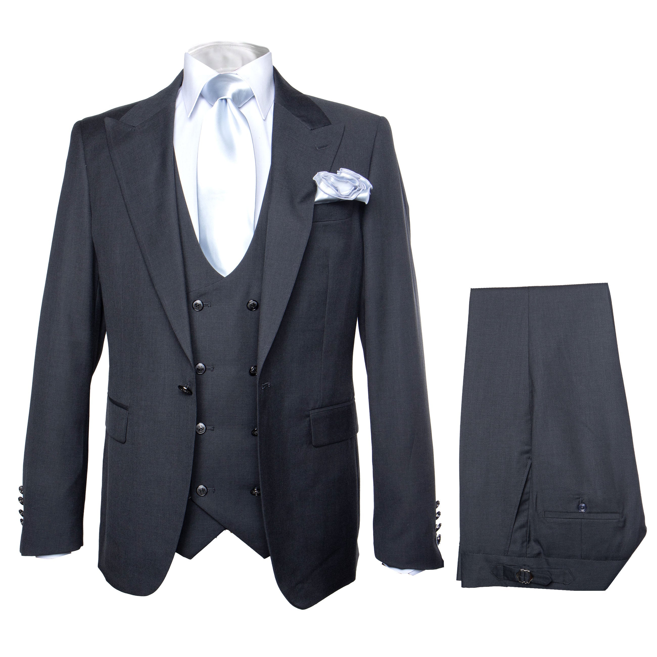Rossi Man BOND RM1779 Slim Fit 3-Piece Black Suit – Men’s Formalwear