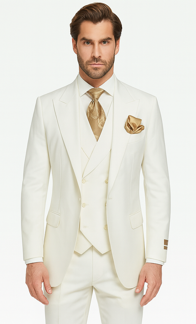 Rossi Man ELI RM202 Winter White 3-Piece Suit β Tailored Menβs Formalwear Set