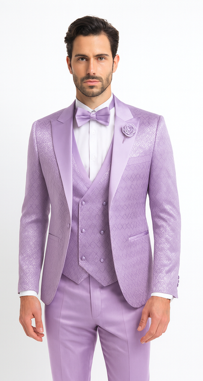 Rossi Man FORD RM1914 Men’s Slim Fit 3-Piece Purple Suit – Modern Formalwear for Events