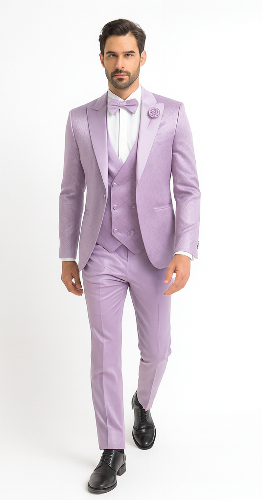 Rossi Man FORD RM1914 Men’s Slim Fit 3-Piece Purple Suit – Modern Formalwear for Events
