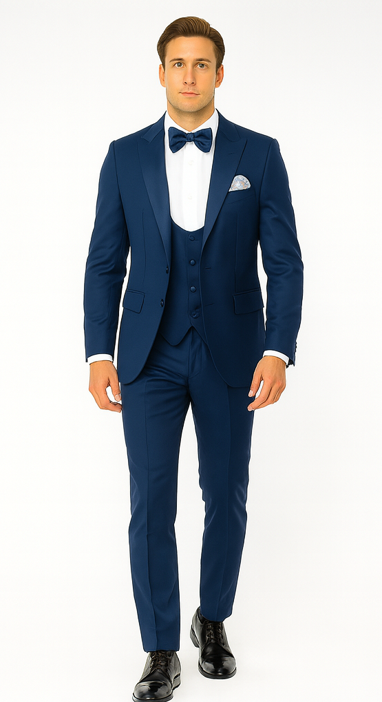 Rossi Man LEO RM1102 Modern 3-Piece Tuxedo for Men – Slim Fit Formal Suit for Special Occasions