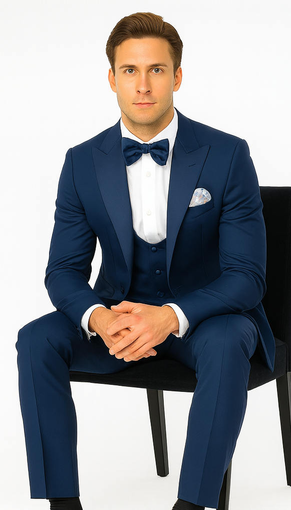 Rossi Man LEO RM1102 Modern 3-Piece Tuxedo for Men – Slim Fit Formal Suit for Special Occasions