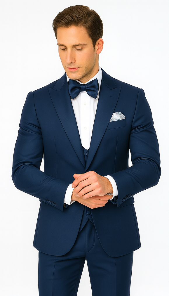 Rossi Man LEO RM1102 Modern 3-Piece Tuxedo for Men – Slim Fit Formal Suit for Special Occasions