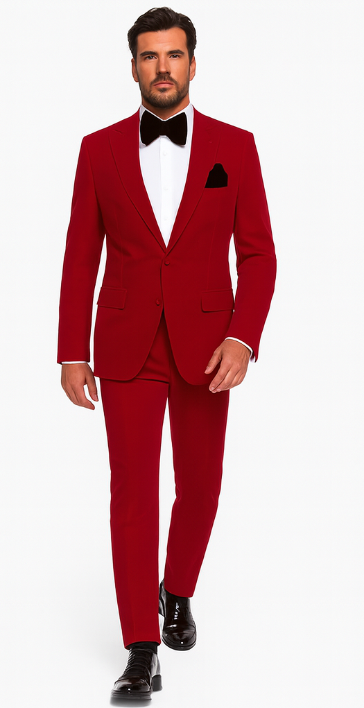 Rossi Man LEO RM1577 Men’s Slim Fit 3-Piece Red Suit – For Formal Occasions