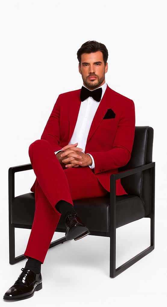 Rossi Man LEO RM1577 Men’s Slim Fit 3-Piece Red Suit – For Formal Occasions