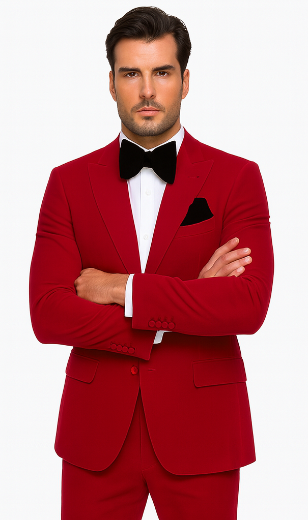 Rossi Man LEO RM1577 Men’s Slim Fit 3-Piece Red Suit – For Formal Occasions