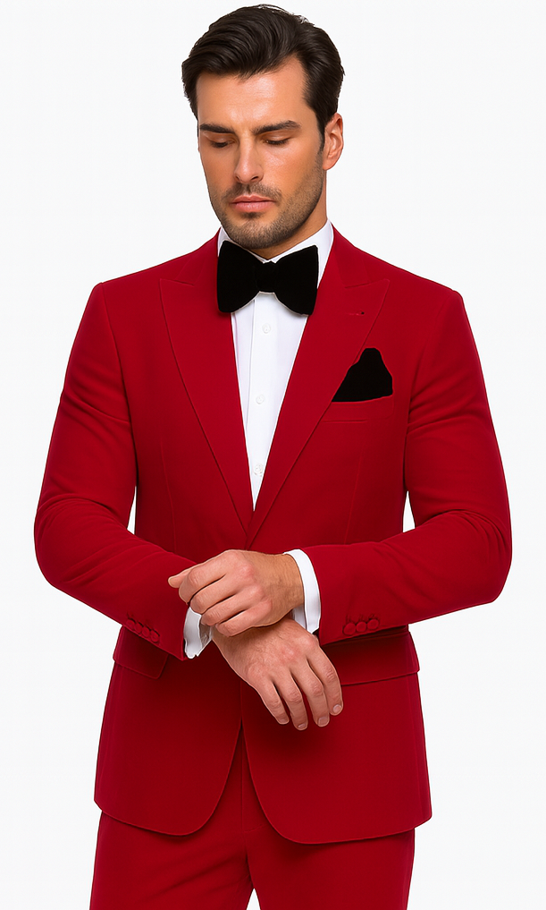 Rossi Man LEO RM1577 Men’s Slim Fit 3-Piece Red Suit – For Formal Occasions