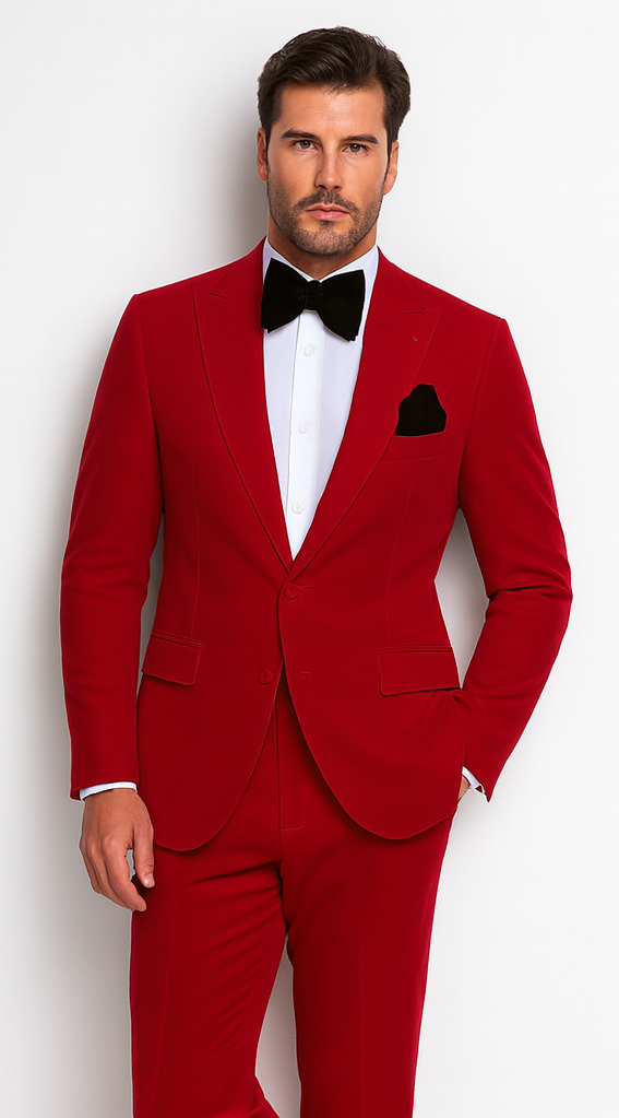 Rossi Man LEO RM1577 Men’s Slim Fit 3-Piece Red Suit – For Formal Occasions