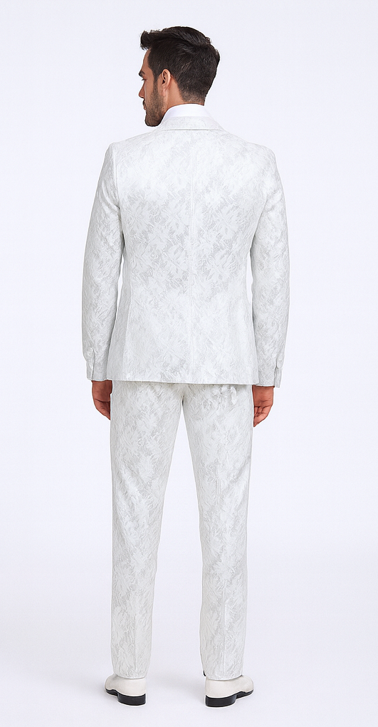 Rossi Man LEO RM1902 Men’s White Designer Tuxedo – Slim Fit Formalwear for Events