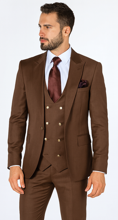 Rossi Man MAX RM1392 Brown Slim Fit 3-Piece Suit β Menβs Formalwear