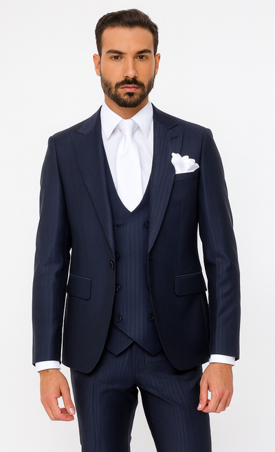 Rossi Man MAX RM1711 Navy Slim Fit 3-Piece Suit β Menβs Formalwear