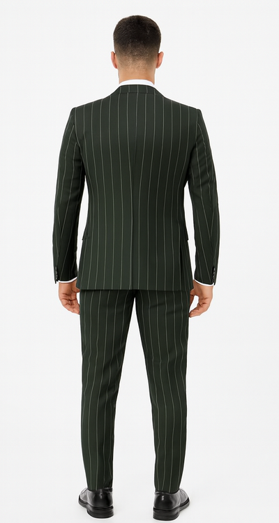 Rossi Man MAX RM1727 Green Pinstripe Slim Fit 3-Piece Suit β Menβs Formalwear