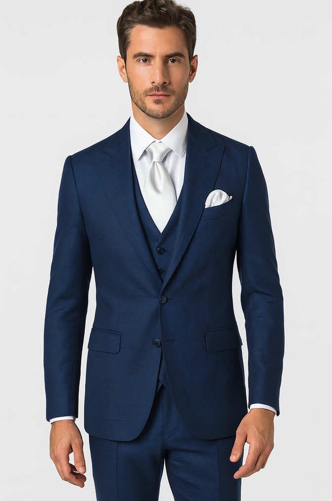 Rossi Man MAX RM1783 Slim Fit 3-Piece Blue Suit – Men’s Formalwear