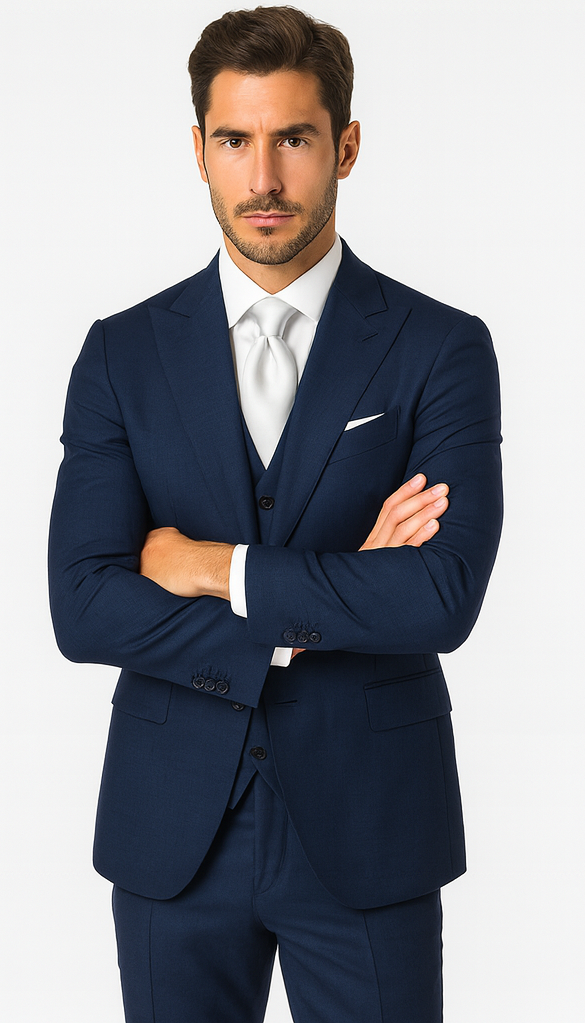 Rossi Man MAX RM1783 Slim Fit 3-Piece Blue Suit – Men’s Formalwear