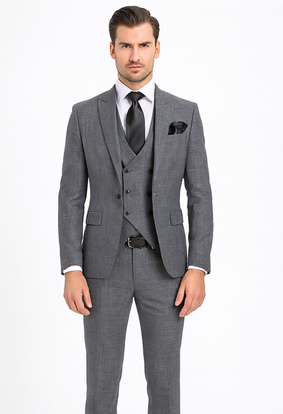 Rossi Man MAX RM1784 Grey Slim Fit 3-Piece Suit – Stylish Men’s Formalwear