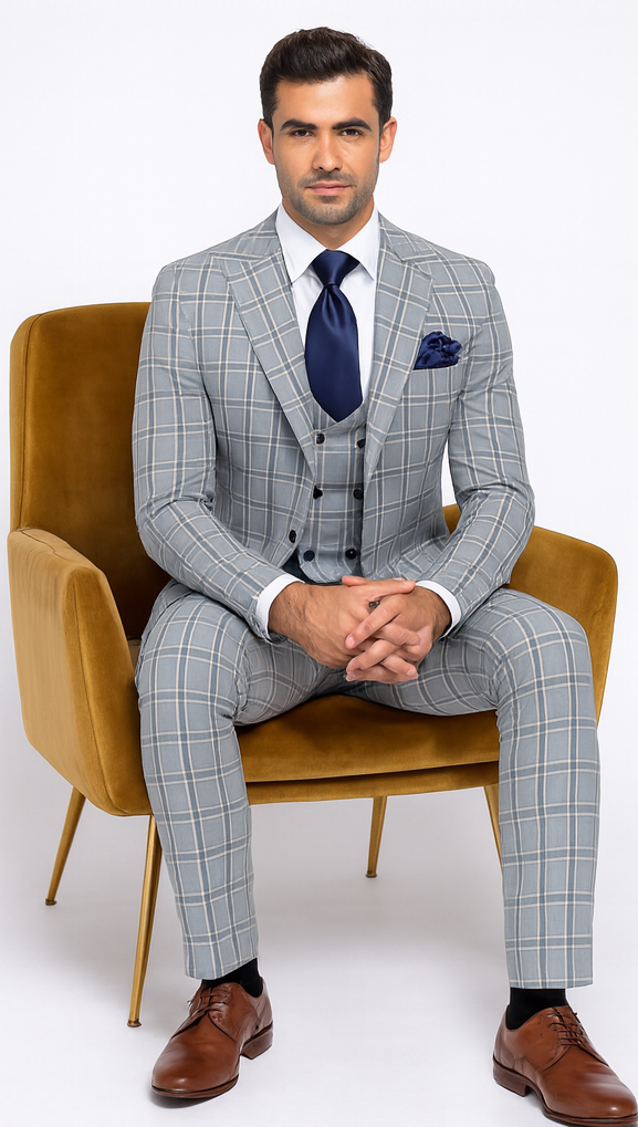 Rossi Man MAX RM1820 Slim Fit 3-Piece Suit – Men’s Formalwear