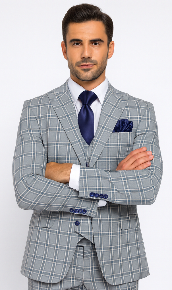 Rossi Man MAX RM1820 Slim Fit 3-Piece Suit – Men’s Formalwear